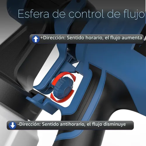 Vista 4 de NANWEI Pulverizador de pintura inalámbrico con 2 baterías, pistola de pulverización HVLP con recipiente de 40.6 fl oz, con 4 boquillas y 3 patrones