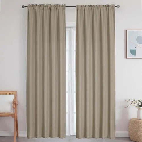 Vista 39 de Cortinas de lino para dormitorio y sala de estar de 96 pulgadas de largo, juego de 2 paneles, con bolsillo para cortinero, filtrado de luz, textura
