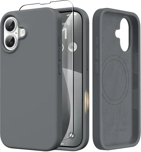 Vista 239 de GONEZ Funda magnética para iPhone 14, compatible con Magsafe, con protector de pantalla + protector de cámara, forro de microfibra antiarañazos