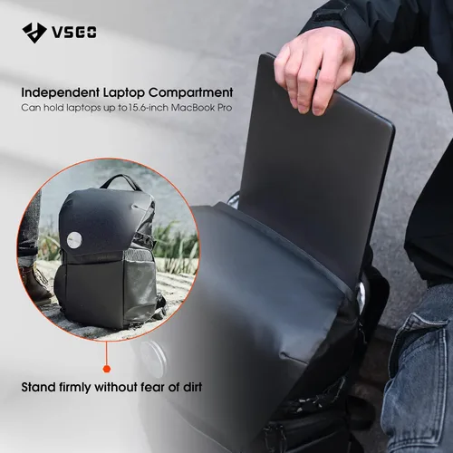Vista 5 de VSGO Mochila negra para cámara Snipe de 16 litros, ligera, 2.4 lbs, bolsa de fotografía profesional DSLR/SLR para Sony, Canon, cámaras Nikon