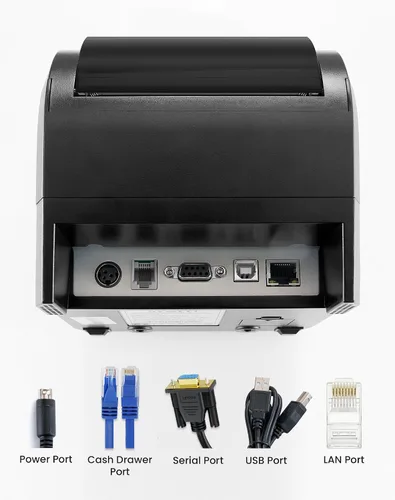 Vista 8 de Impresora de Recibos Térmica vretti, Impresora POS USB de 3'1/8 80mm, Impresora de Cocina para Restaurante con Soporte de Cortador Automático