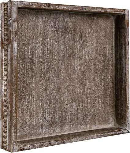 Vista 17 de MAONAME Bandeja de Madera para Servir, Bandeja de Madera Estilo Granja con Cuentas, Bandeja Octogonal para Servir Blanca Lavada, Bandeja de Mesa