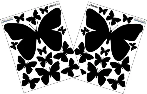 Vista 6 de Calcomanías de pared de mariposa negra, decoración de dormitorio de niñas, decoración de dormitorio para niños, guardería de bebé, adolescentes Negro