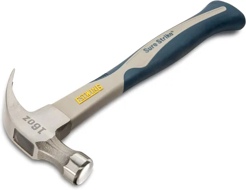 Vista 2 de ESTWING Sure Strike Hammer - Martillo de garra curvada de 16 onzas con cara lisa y mango de fibra de carbono, SSCF16C