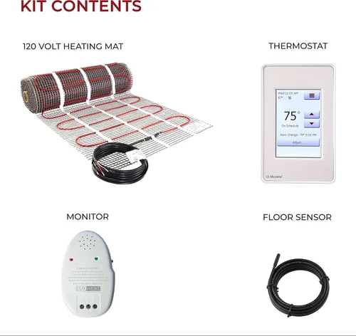 Vista 8 de Kit de alfombrilla de calefacción de suelo LuxHeat de 10 pies cuadrados - Alfombrilla de calefacción eléctrica de 120V con termostato - Sistema