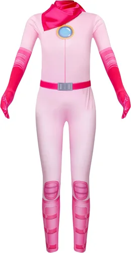Vista 2 de RTOPDS Disfraz de princesa melocotón, disfraz de Halloween para niños, disfraz de cosplay de anime para niñas