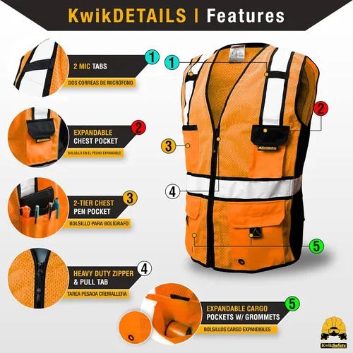 Vista 4 de KwikSafety RoadBOSS Econ & Premium Safety Vest Class 2 ANSI OSHA