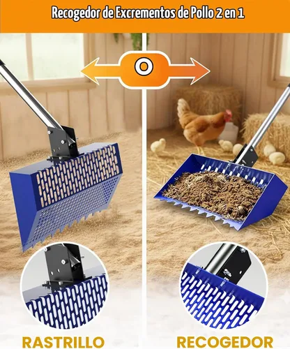 Vista 6 de INNOLAND Chicken Poop Scooper & Rake with 3-Angle Adjustable Sifting Shovel