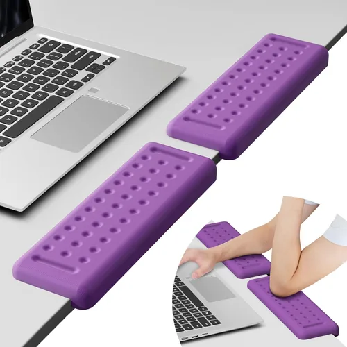 Vista 12 de Leolee Coderas de escritorio en forma de L para escritorio, reposabrazos de espuma viscoelástica negra para escritorio con base antideslizante