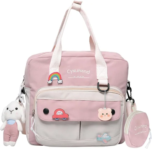 Vista 10 de Lindas Mochilas Para La Escuela, Mochila Japonesa Kawaii Multifuncional Para Laptop, Mochilas Estéticas Para Niñas Adolescentes Y Niños, Mensajero