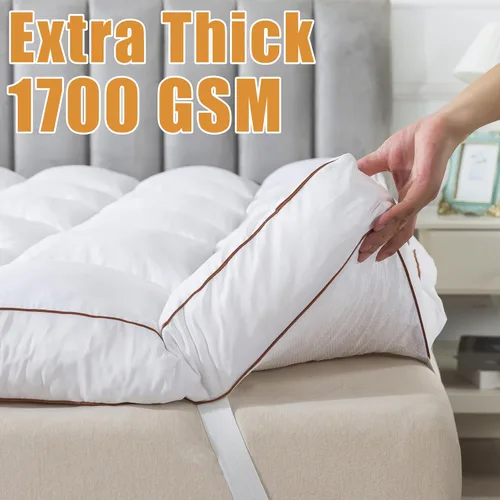 Vista 5 de WhatsBedding Cubrecolchón de espuma viscoelástica de 4 pulgadas, tamaño Queen, relleno de espuma viscoelástica triturada y esponjosa, cubrecolchón