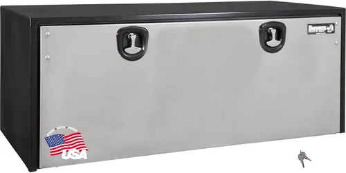 Vista 10 de Buyers Products 1703700 - Caja de almacenamiento para debajo del camión de acero negro con puerta de acero inoxidable pulido plateado, 14 x 16 x 24