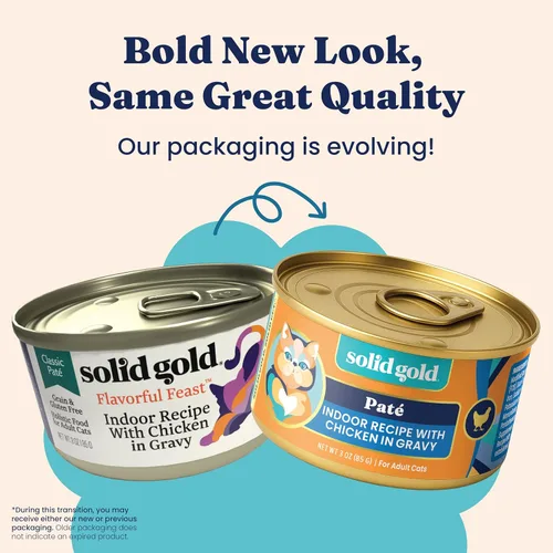 Vista 3 de Solid Gold Comida Húmeda Paté Sabor Festín - Paquete de Muestra de 3 Unidades - Comida enlatada para gatos hecha con pollo real - Sin granos