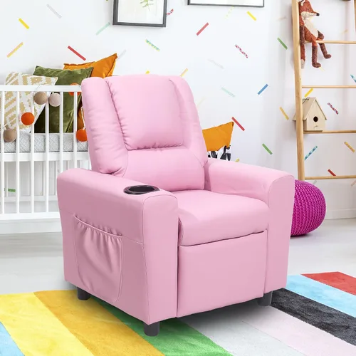 Vista 8 de hzlagm Silla Reclinable Infantil con Portavasos, Sillones Reclinables para Niños de 0 a 5 años con Bolsillos Laterales y Reposapiés Antideslizante