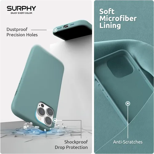 Vista 5 de SURPHY Funda magnética diseñada para iPhone 13 Pro Max compatible con MagSafe (6.7 pulgadas versión 2021), funda de silicona líquida con forro