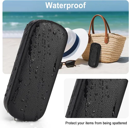 Vista 5 de RayLove Estuche rígido para lentes con paño de limpieza, funda protectora de piel sintética para lentes de sol