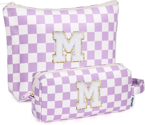 Vista 14 de Narwey Bolsa de maquillaje con inicial, regalos de graduación para adolescentes, niñas, niños y adolescentes, monograma personalizado, bonita bolsa