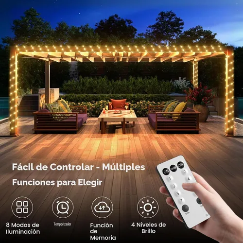 Vista 4 de Luces de cuerda LED de 360 pies para exteriores con control remoto
