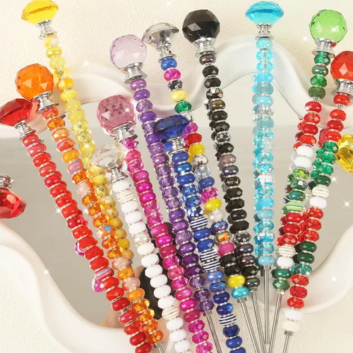 Vista 2 de 300 piezas de estacas de jardín DIY Kit de varitas de hadas de jardín, coloridas con agujero grande, perla de cristal de diamante, tapón superior