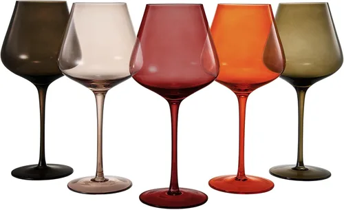 Vista 8 de Colors of Love - Juego de 6 copas de vino de cristal rosa y rojo de San Valentín, estilo italiano, elegante estilo italiano, cristalería de 24