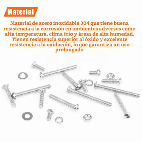 Vista 2 de HELIFOUNER - Juego de 540 piezas M3 x 6mm / 8mm / 12mm / 16mm / 20mm / 25mm / 30mm, tornillos de cabeza de botón, tuercas y arandelas, acero