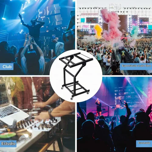 Vista 7 de AW, soporte ajustable con ruedas para mezcladora de DJ, equipo de música de estudio, para fiestas, 9U
