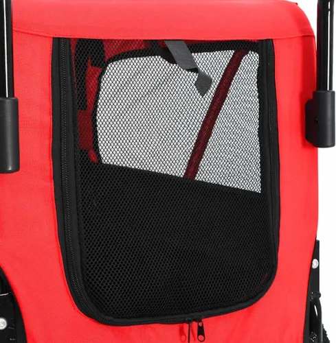 Vista 4 de vidaXL 2 en 1 remolque de bicicleta para mascotas y cochecito para correr, versátil con conversión rápida, marco de acero resistente, tela Oxford