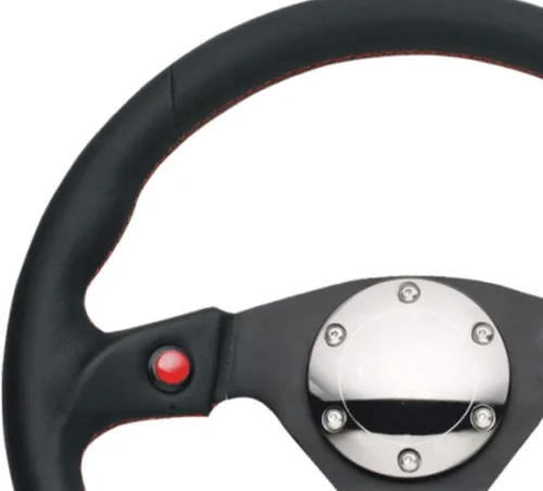 Vista 2 de NRG Innovations NRG-RST-007R Volante Reforzado - Volante deportivo de 12.598 in con/Botón de bocina dual/Placa cromada/Cuero, Radios dobles