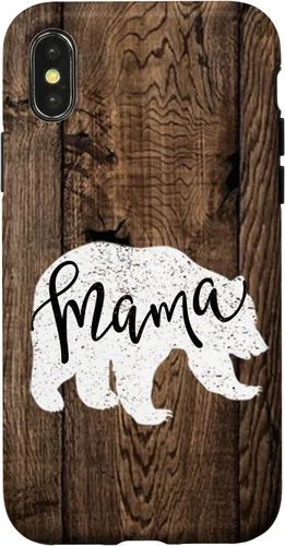 Vista 5 de Woodgrain Rustic Farmhouse Shiplap Brown Wooden Mama Bear Case for iPhone 17