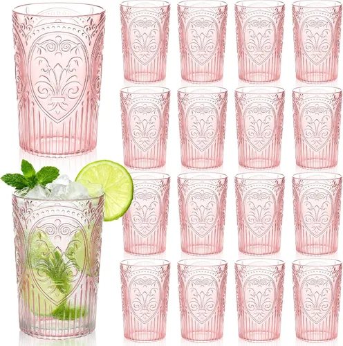Vista 21 de 24 vasos de plástico vintage para agua potable de 16 onzas, a Verde