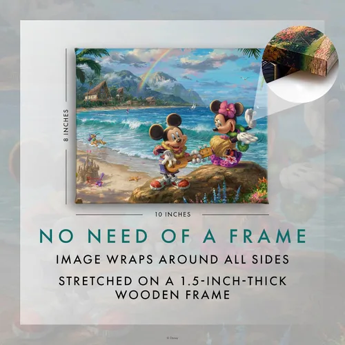 Vista 6 de Thomas Kinkade Studios Disney's Mickey and Minnie in Hawaii - Lienzo con envoltura de galería (8 x 10 pulgadas)
