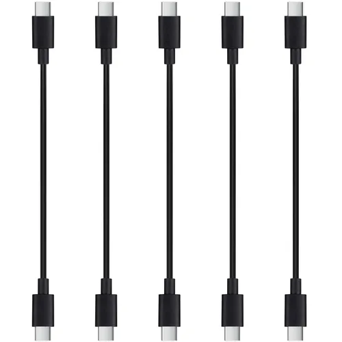 Vista 6 de Paquete de 5 cables cortos USB C a USB C de 12 pulgadas, color blanco