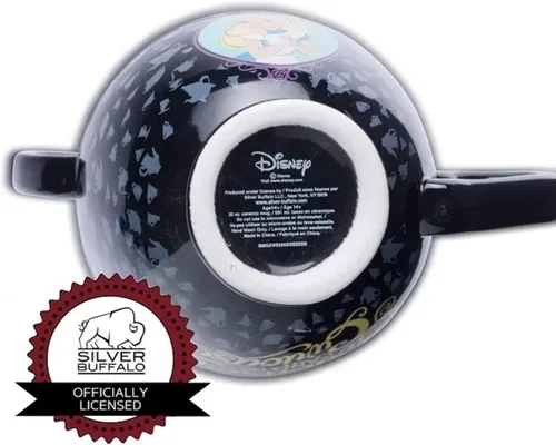 Vista 2 de Silver Buffalo Disney Alicia en el país de las maravillas Taza de té apiladas de cerámica esculpida en 3D, 20 onzas (591.4 ml)
