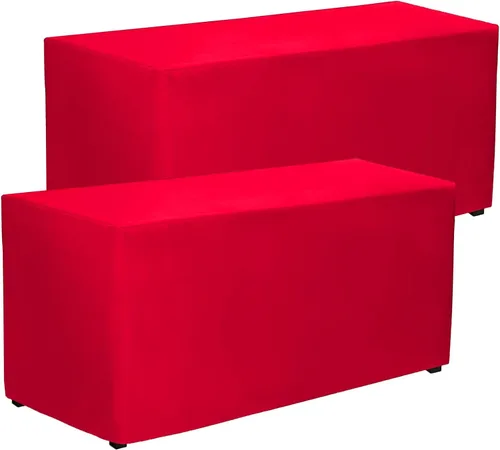 Vista 24 de PLOYMONO - Juego de 2 manteles ajustables, mantel de longitud hasta el suelo para mesa rectangular de 4 pies (122x61 cm) de poliéster, ideal