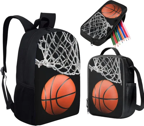 Vista 108 de HUGS IDEA Juego de 3 bolsas escolares con aislamiento térmico para el almuerzo, estuche para lápices