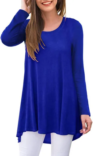Vista 71 de AWULIFFAN Blusa tipo túnica holgada de manga larga con cuello redondo para mujer