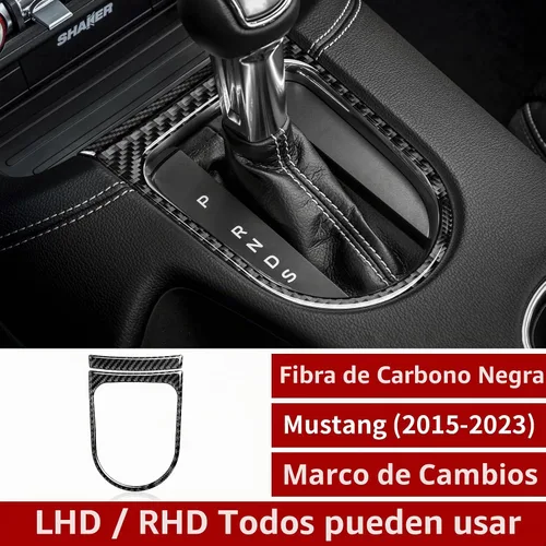 Vista 2 de Adhesivo de vinilo de fibra de carbono para panel de marco de engranajes para Ford Mustang 2015, 2016, 2017, 2018, 2019, 2020, 2021, 2022, 2023