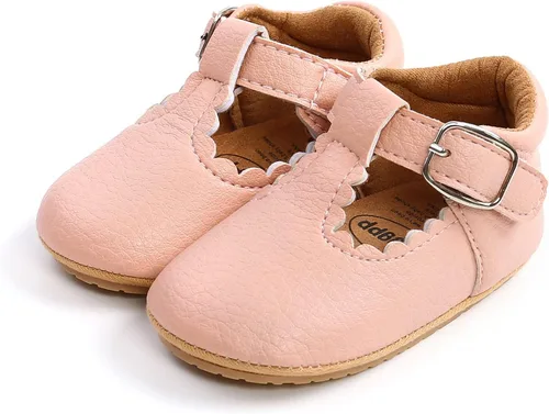 Vista 4 de SENIURIS Baby Girls Mary Jane Flats Shoes with Non-Slip Soft Rubber Sole Toddler First Walking Princess Dress Shoes