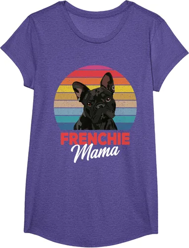 Vista 19 de Frenchie Mama - Camiseta divertida de regalo para niñas y perros Bulldog Francés, Negro, S