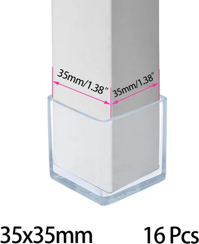 Vista 2 de 16 puntas de goma antideslizantes transparentes cuadradas para patas de silla, protectores de suelo de muebles, fundas para patas de silla, mesa