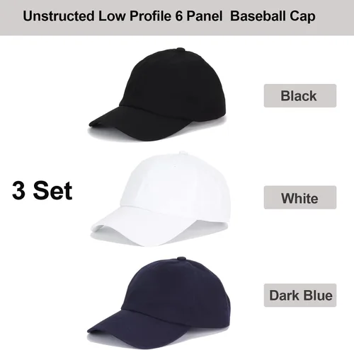 Vista 2 de Umeepar 3PCS Plain Baseball Cap for Men Women Adjustable Low Profile Unstructured Cotton Dad Hat