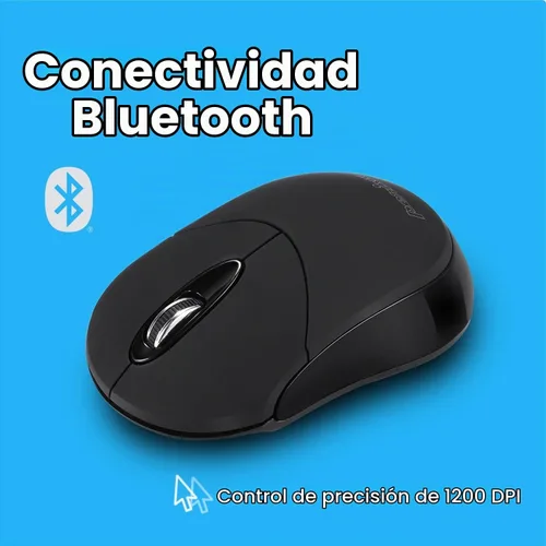 Vista 2 de Perixx PERIMICE-802B - Mouse inalámbrico Bluetooth, diseño portátil para Windows, iOS y tabletas Android, goma negra Negro