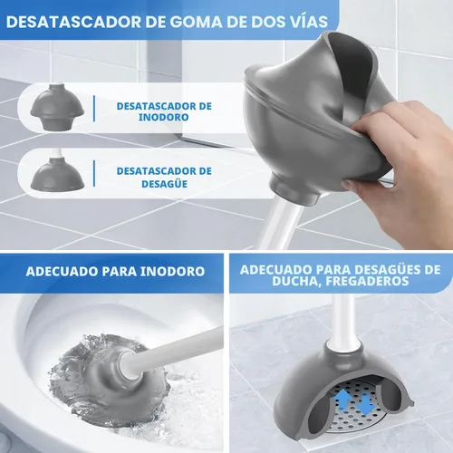 Vista 3 de LOVLOY Juego de émbolo y cepillo de inodoro con soporte, cepillo de cuenco y émbolo de inodoro resistente con soporte ventilado, combo de cepillo