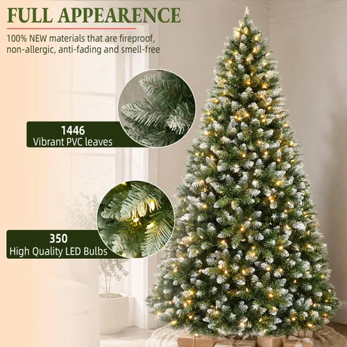 Vista 2 de Preit Árbol de Navidad artificial de 7.5 pies parcialmente Parcialmente flocado