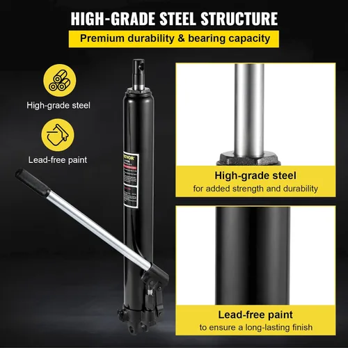 Vista 6 de VEVOR Gato hidráulico de brazo largo, con bomba de pistón individual y base de horquilla, recogedor manual de cereza con mango, para grúas