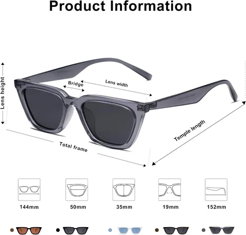 Vista 3 de SOJOS Gafas de sol polarizadas cuadradas estrechas para mujer, gafas de conducción retro de moda SJ2169