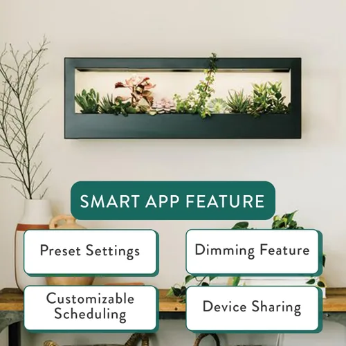 Vista 8 de Modern Sprout Smart Landscape Growframe - Soporte para plantas montado en la pared con luz LED de cultivo - Control inteligente por aplicación