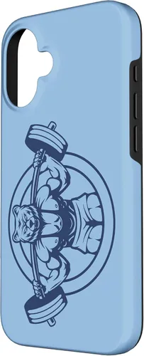 Vista 2 de iPhone 16 Bear Barbell diseño para culturistas caso de culturismo