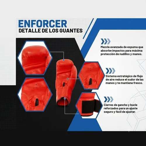 Vista 3 de 2 pares de guantes de boxeo Pro y equipo de cabeza profesional en rojo y negro, 16 onzas