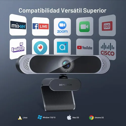 Vista 7 de DEPSTECH Cámara web 4K, DW49 HD 8MP equipada con cámara web de enfoque automático con sensor Sony con micrófono, cubierta de privacidad, cámara web